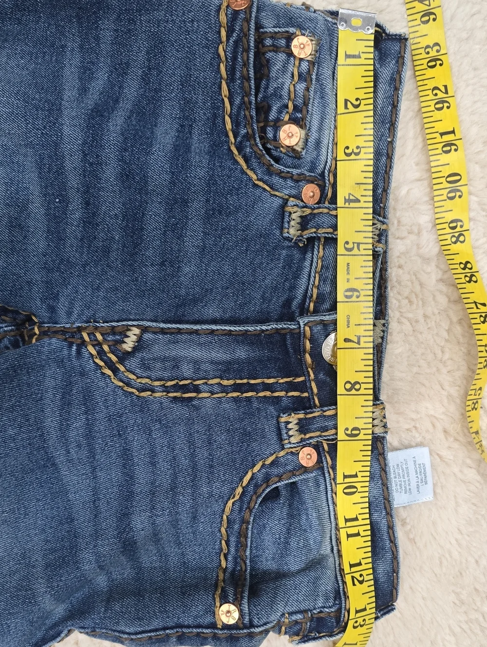 True Religion Women's Dark Blue Skinny Jeans with Contrasting Stitching - Picture 2 of 6